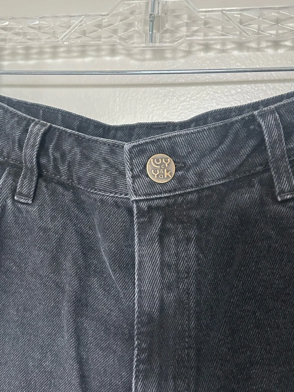 Lucy and Yak Lexi Denim High Waist Shorts in Gray Wash, Size 28/R